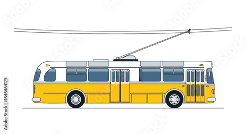 Retro trolleybus vector illustration offering nostalgic transportation design