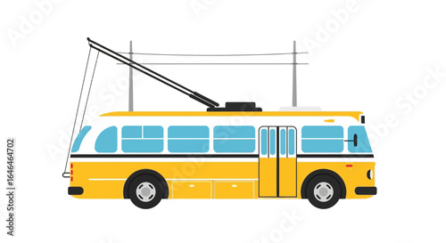 Vintage electric trolleybus vector illustration isolated on white background