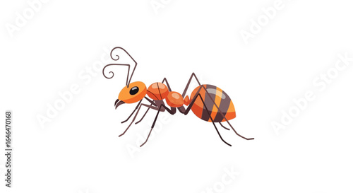Illustration of a stylized ant with distinct segments and striped abdomen