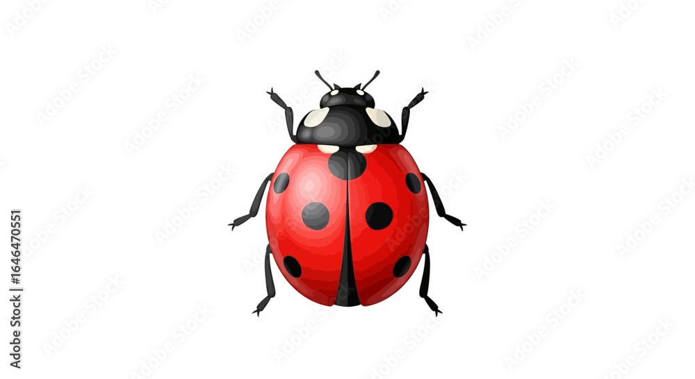 Naklejka premium Adorable detailed ladybug illustration on clean white backdrop surface