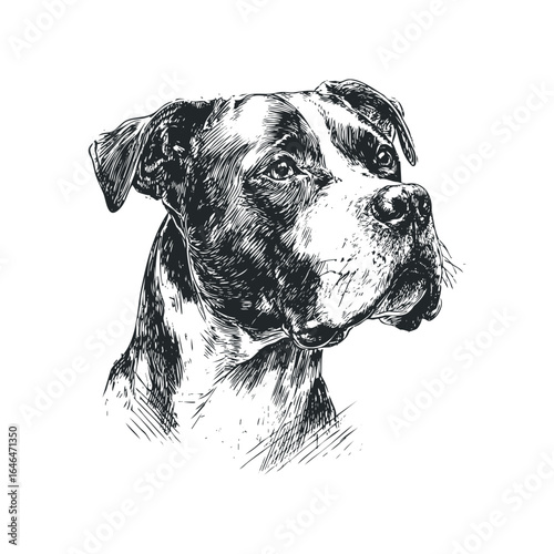 Sketch of a Dog Head with Serious Expression