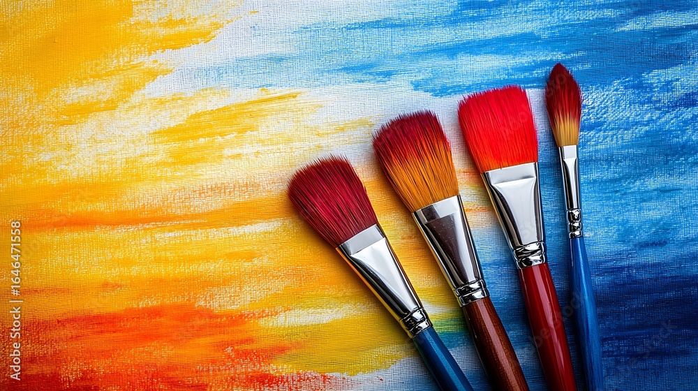 Fototapeta premium Vivid watercolor strokes on a textured canvas.