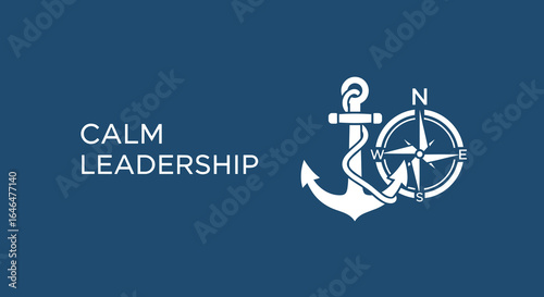 Calm Leadership. Anchor and compass icon representing stable guidance, direction, and navigating business challenges.