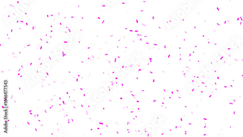 Scattered pink confetti pieces floating in the air against a clean white background creating a festive scene