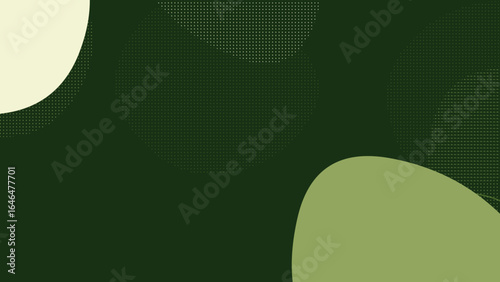 Abstract background with dark green backdrop and light green and cream organic shapes in the corners