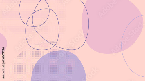Abstract pastel background with overlapping circles and curved lines in a soft color palette