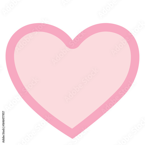 "Flat 2D illustration of a pink heart shape in pastel minimal style, symbolizing love, romance, softness, cuteness, positivity, harmony, and kindness."