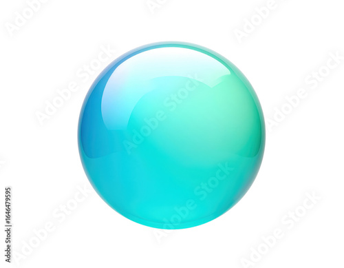 Lustrous threedimensional orb featuring a smooth bluegreen gradient and reflective surface.