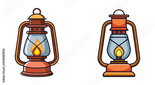 Flat kerosene lamp vector illustration design