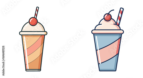 Flat milkshake cup vector illustration design