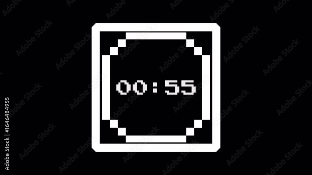 1 Minute Countdown Timer Animation – Retro Pixel Style, 4K video Resolution