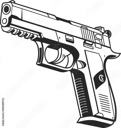 Silhouette assault rifle , ideal for military-themed designs, tactical branding, or defense illustrations