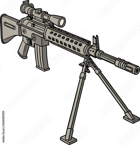 Silhouette assault rifle , ideal for military-themed designs, tactical branding, or defense illustrations
