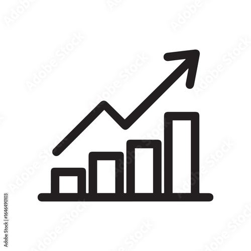Ascending Bar Graph with Trendline and Arrow Icon