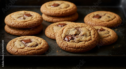 Homemade Chocolate Chunk Cookies on Baking Tray