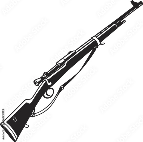 Silhouette assault rifle , ideal for military-themed designs, tactical branding, or defense illustrations