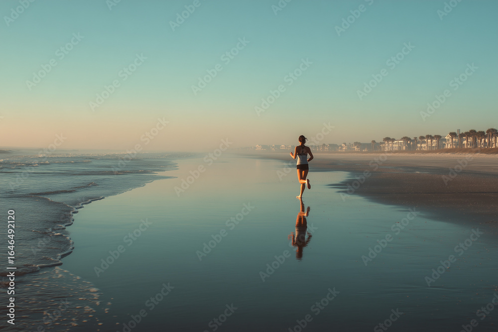 Fototapeta premium woman running on the beach
