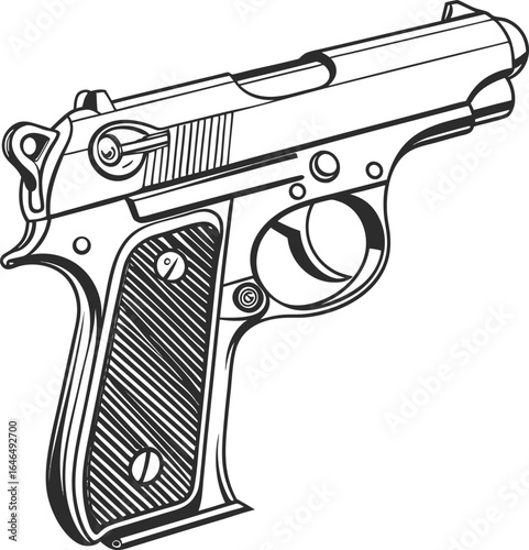 Silhouette assault rifle , ideal for military-themed designs, tactical branding, or defense illustrations