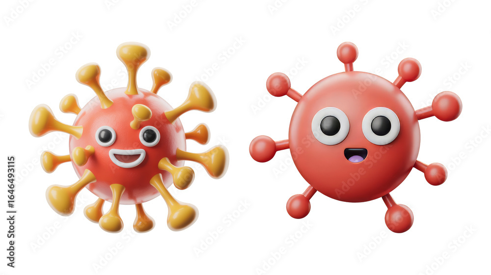 Obraz premium 3D Cartoon Virus and Immune System Icon