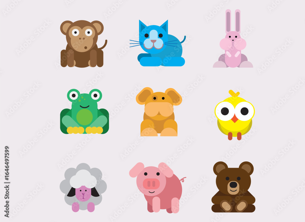 Obraz premium animal cute collection in set with a flat concept in the style of the design for illustration with a cute style in the vector for templete and illustration .