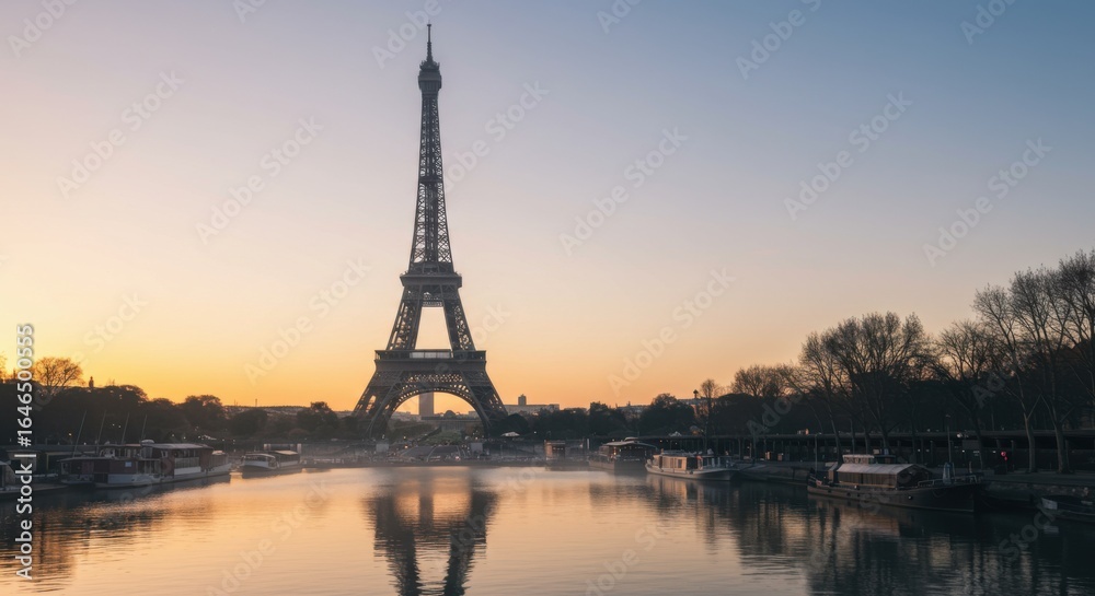 Naklejka premium Eiffel Tower at Sunset