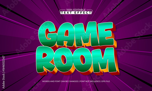 game room editable text effect with a play and game text style