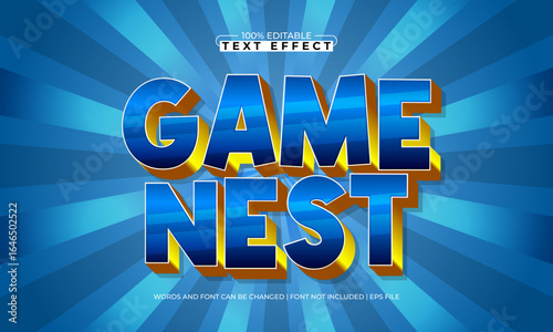 game nest editable text effect with a play and game text style