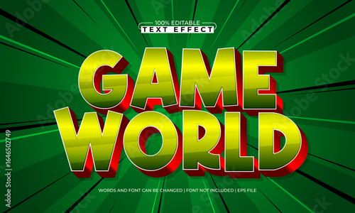 game world editable text effect with a play and game text style