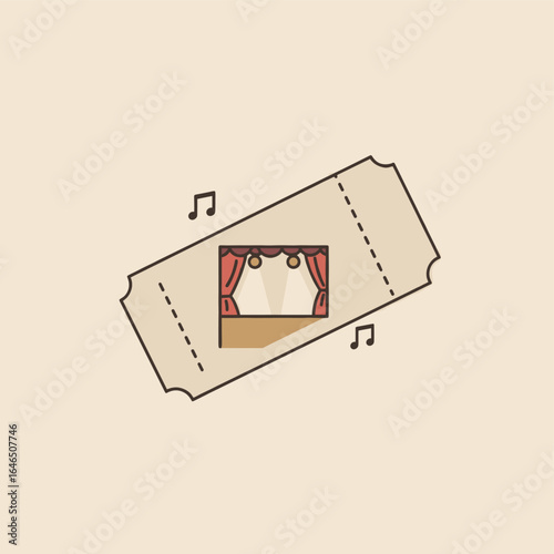 hand drawn vector illustration of a theatrical ticket