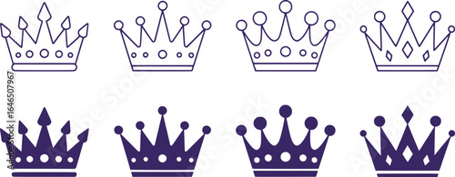 Assortment of Elegant Crown Illustrations Featuring Intricate Details and Royal Designs Representing Power Prestige and Timeless Beauty that Shines Through