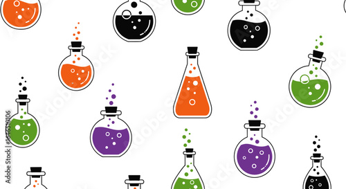 Halloween potion collection in a playful pattern for creative backgrounds