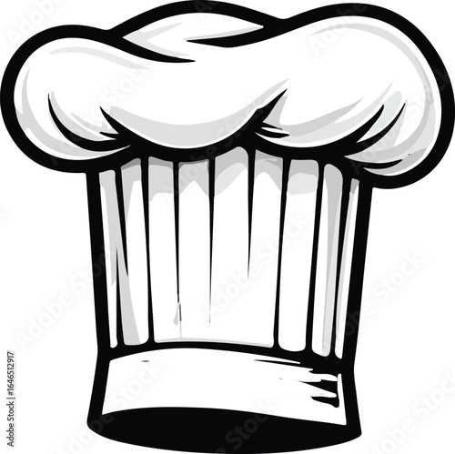 Black and White Chef Hat Illustration on White Background toque blanche cook style vector illustration EPS file download