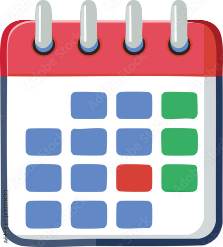 Colorful cartoon calendar with marked dates Keywords: calendar, date, planning, schedule