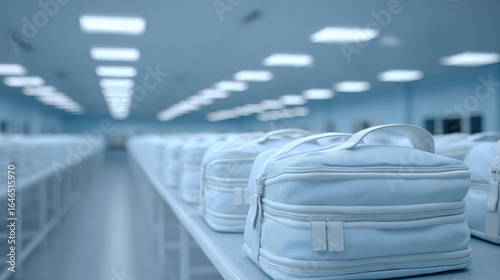 factory setting where innovative school backpacks with ai assistants are being produced