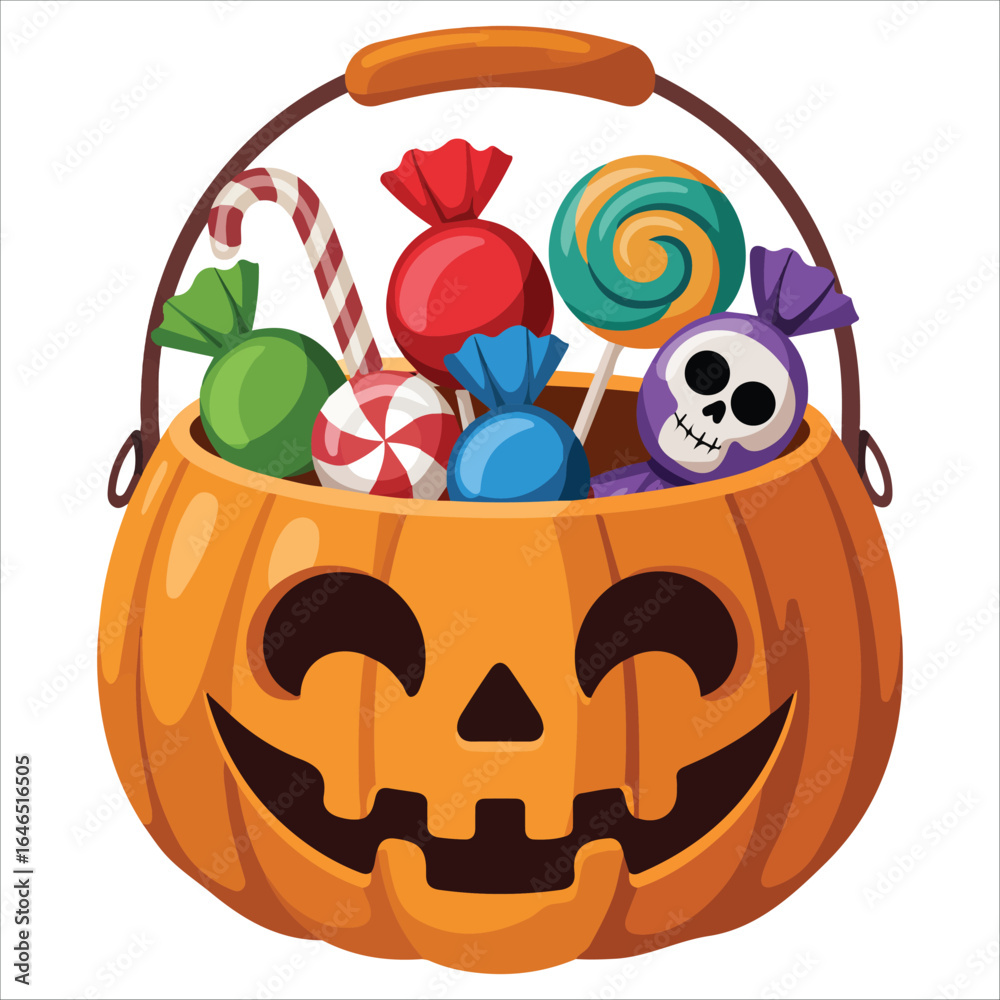 Fototapeta premium halloween candy container with spooky grin vector illustration white space