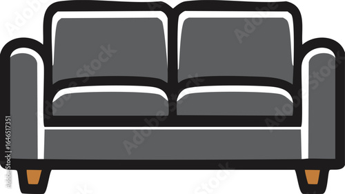Simple illustration of a gray two-seater sofa couch