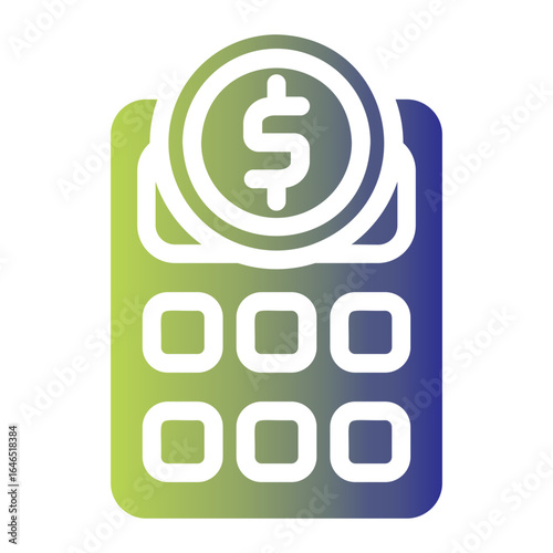 Workaholic Icon With Calculator And Dollar Symbol