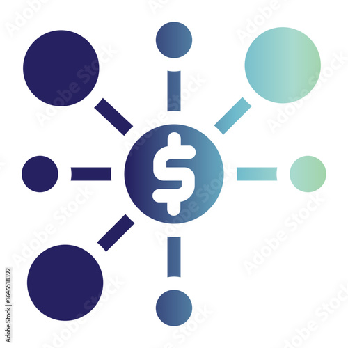 Workaholic Icon With Connected Dollar Network