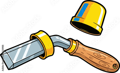 Cartoon Illustration of a Pry Bar with Detachable Cap