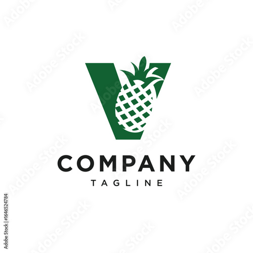 Letter V Peneapple Logo Icon Vector