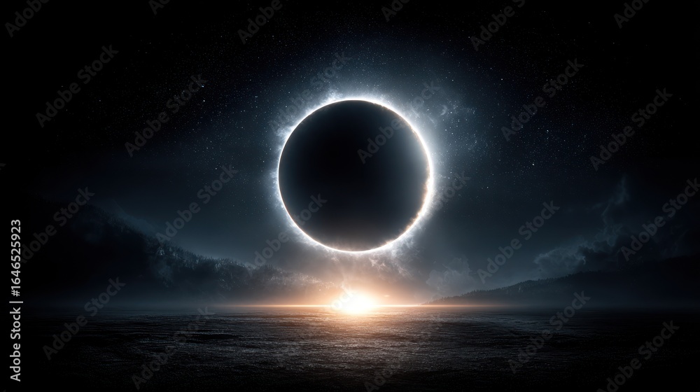 Obraz premium Annular Solar Eclipse over a Serene Landscape