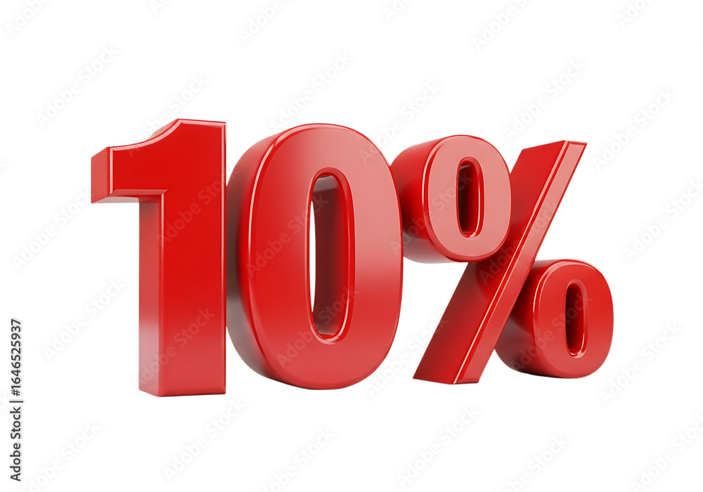 Red 10 percent symbol isolated on transparent background Red 10 percent symbol isolated on transparent background