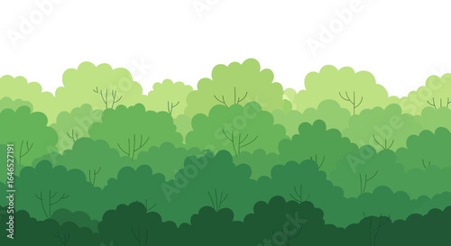 Lush green canopy with varied shades of leafy foliage illustration