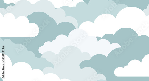 Seamless cloudscape background with soft tones and fluffy shapes illustration