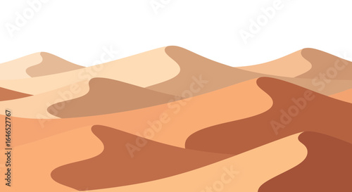Warm shades of rolling sand dunes create a tranquil desert landscape