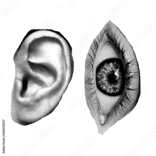 Vector illustration of grunge dadaism texture icons for psychedelic