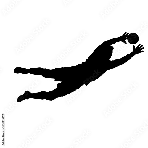 black silhouette goalkeeper diving for ball clip art preview