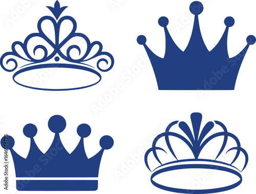 A Collection of Royal Crowns Artistic Renderings in Blue Various Designs and Styles Showcasing Power Prestige and Elegant Designs Symbols of Royalty
