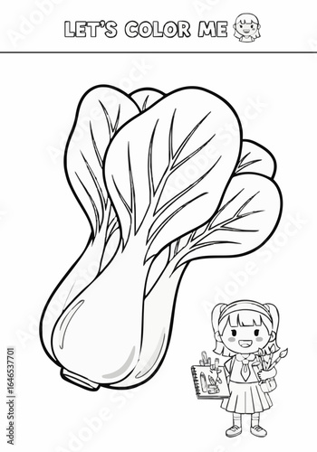 Coloring sheets for young children about bok choy
