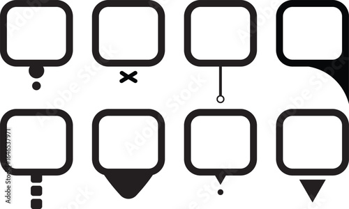 Location pin vector icons square shape set. Map pin place marker. Modern map markers. GPS location symbol collection. Vector illustration.